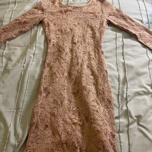 Windsor Nude Lace Fitted mini dress